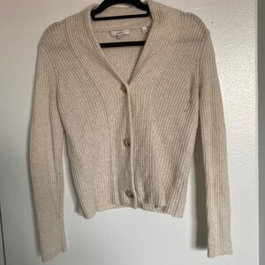 Cream Button-Up Cashmere Women's Sweater